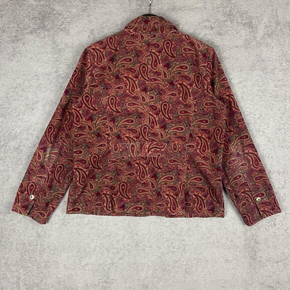 Christopher & Banks Jacket Womens Medium Red Paisley Corduroy Button Up Trucker - Picture 6 of 16